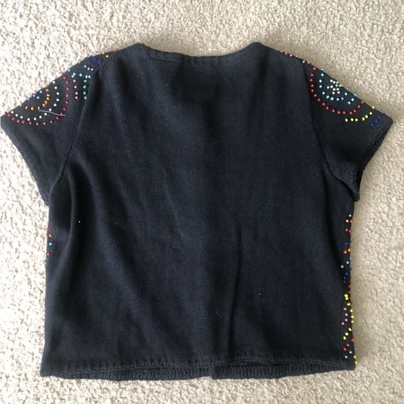 Michael Simon Women’s Vintage 90s Short Sleeve Sweater Cardigan Beaded Swirls M - Picture 4 of 4